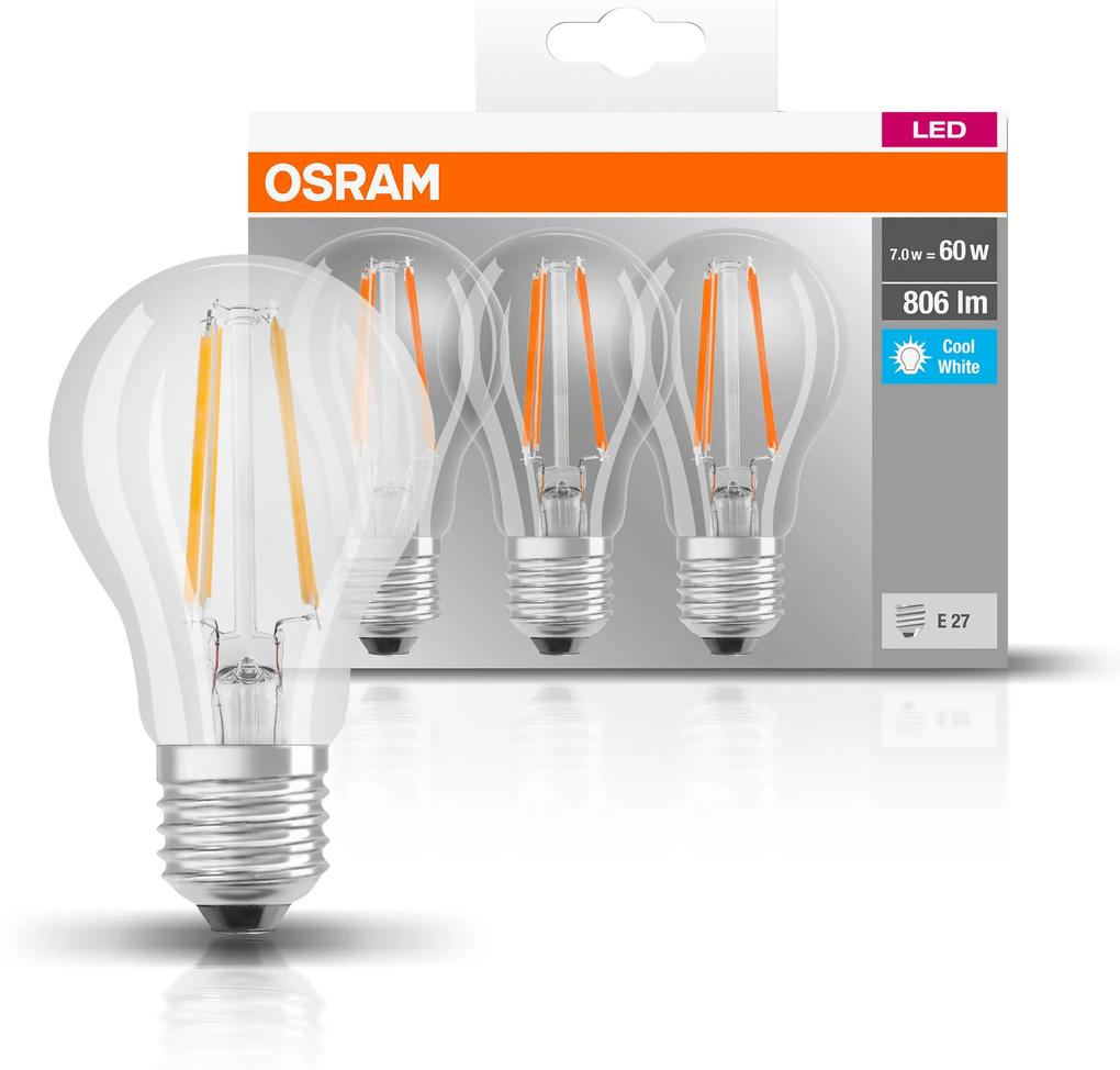 OSRAM Sada 3x LED žiarovka E27, A60, 6,5W, 806lm, 4000K, neutrálna biela