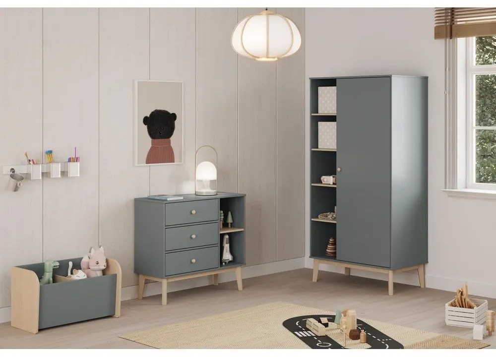 Detská komoda sivozelená 90x81x40 cm Esteban – Marckeric