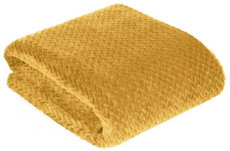 EUROFIRANY Klasická deka z mikroflanelového vlákna príjemného na dotyk 150 cm x 200 cm zlatá 100 % polyester Varianta: 367302