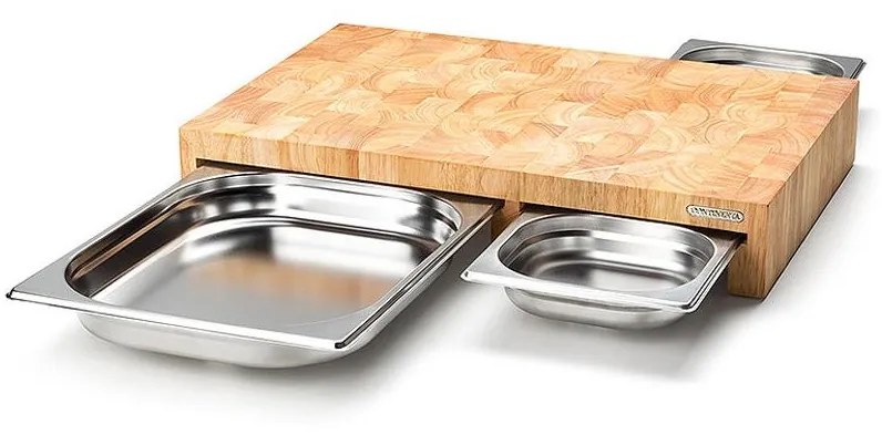 Continenta C4028 - SADA 1x Kuchynská doska na krájanie 50x32,5 cm + 3x misa gumovník