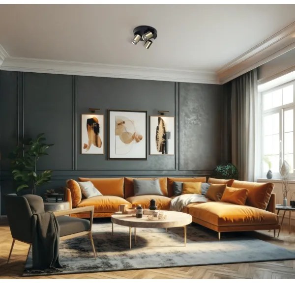 Kanlux 38963 - Bodové svietidlo LAURIN 3xGU10/10W/230V mosadz/čierna