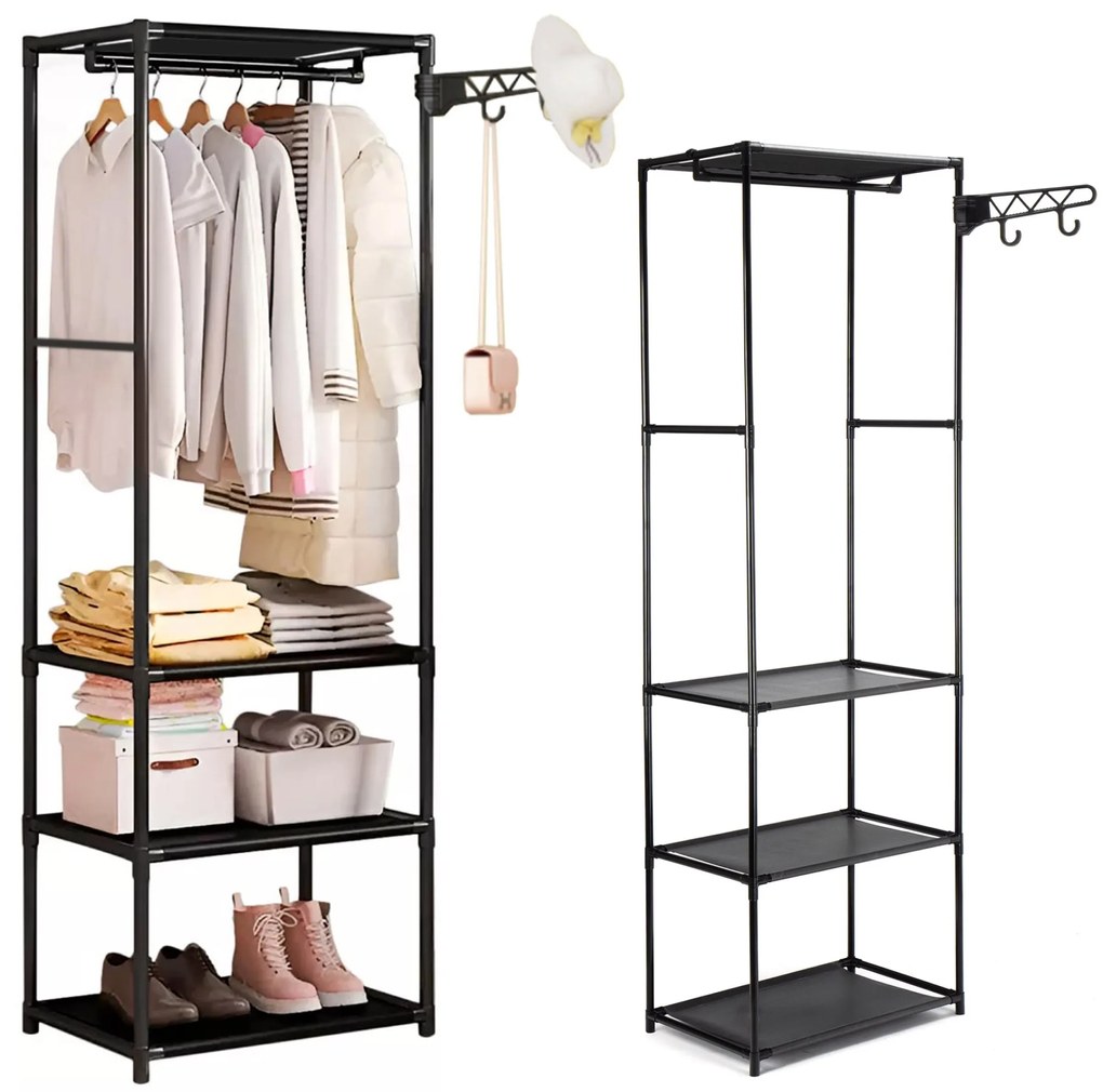 Otvorená šatníková skriňa MILENA čierna