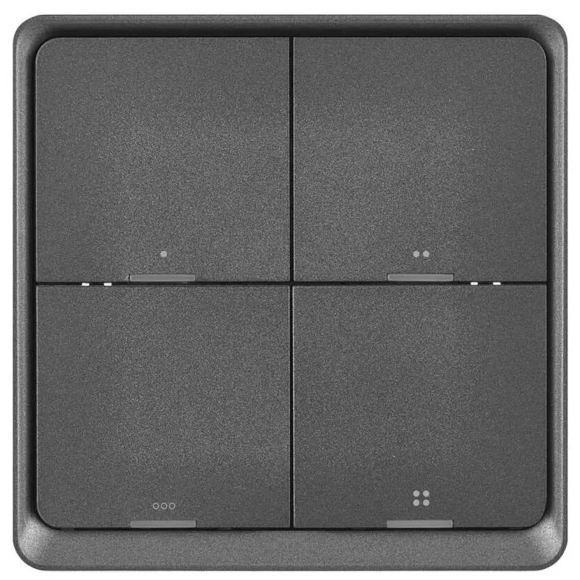 Vypínač 4-tlačidlový GoSmart 1xCR2430 Tuya čierna