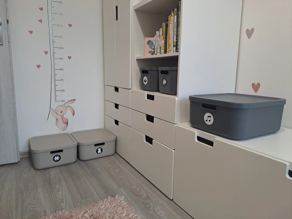 Rotho Úložný box, rovný s víkem, 20l, antracit ALBU LIGHT, 40x36x18