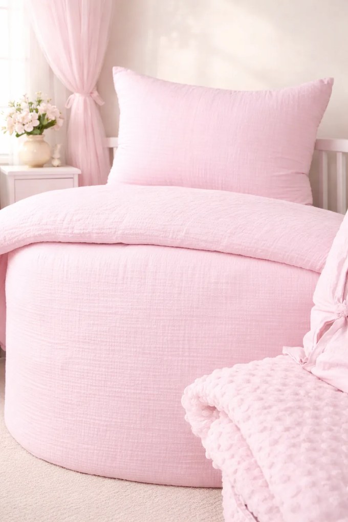 INTERMEDIC SK Mušelínové obliečky ružové 90x130 + 45x65 cm