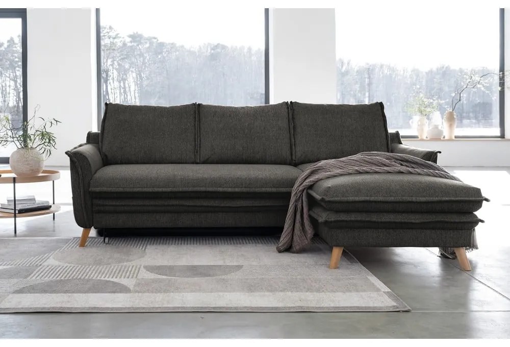 Tmavosivá rozkladacia rohová pohovka (pravý roh) Charming Charlie – Miuform