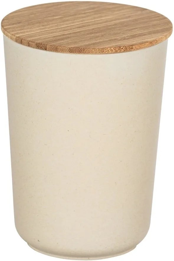Béžový úložný box s bambusovým vekom Wenko Bondy, 700 ml
