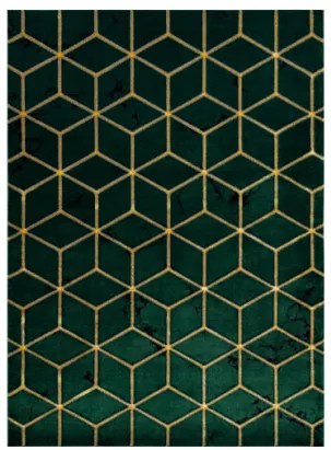 Koberec EMERALD exkluzívny 1014 glamour, styl kocka fľaškovo zelený / zlatý
