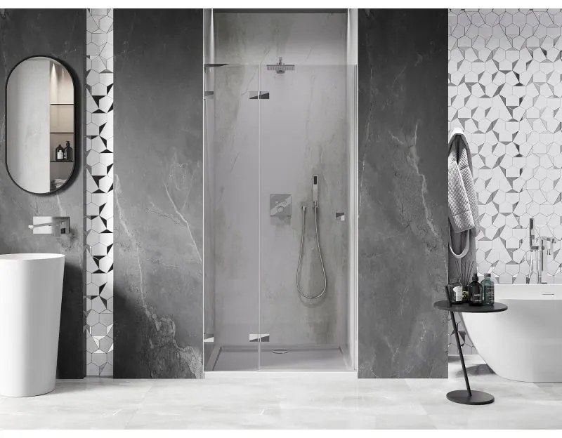 Mexen, Mexen Lunar L Otočné ľavé sprchové dvere 110 cm, transparentné, chróm - 834L-110-000-01-00-L