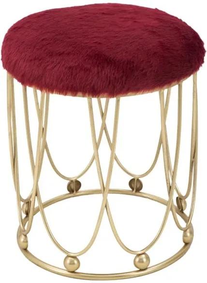 Vínovo-červená polstrovaná stolička s železnou konštrukciou v zlatej farbe Mauro Ferretti Amelia