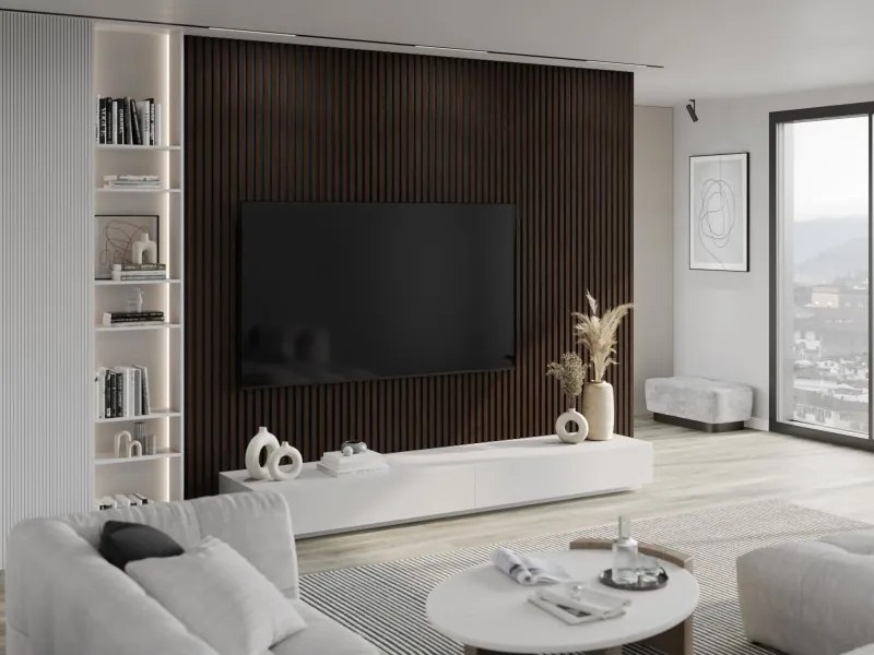 Mexen Lam-B, akustické stenové lamely 275 × 30 cm, HDF doska 4 mm, technická dyha, eben hnedý, S100-275307-3015-022