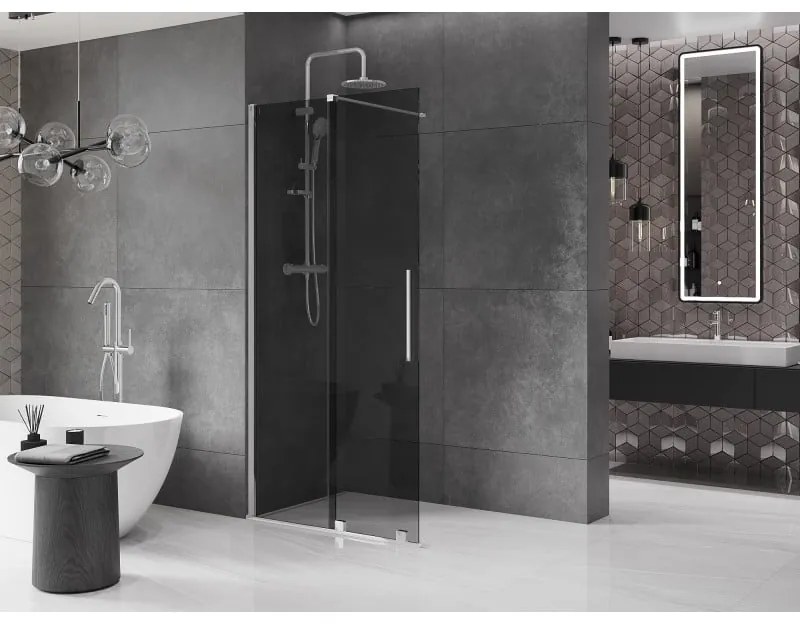Mexen Velar, sprchová zástena s posuvnými dverami Walk-in 90 x 200 cm, 8mm šedé sklo, chrómová, 871-090-000-43-01