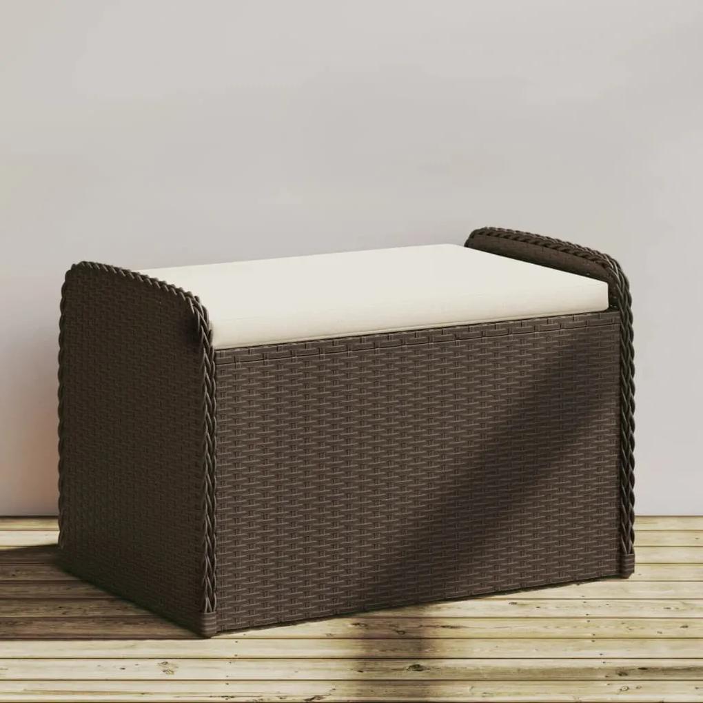 Úložná lavička s vankúšom hnedá 80x51x52 cm polyratan 365732