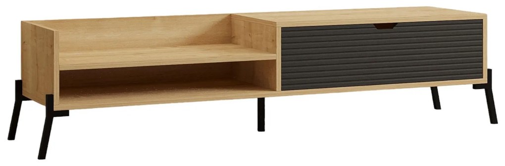 TV stolík/skrinka Momido (dub zafírový + antracit) . Akcia -30%. Vlastná spoľahlivá doprava až k Vám domov. 1095438