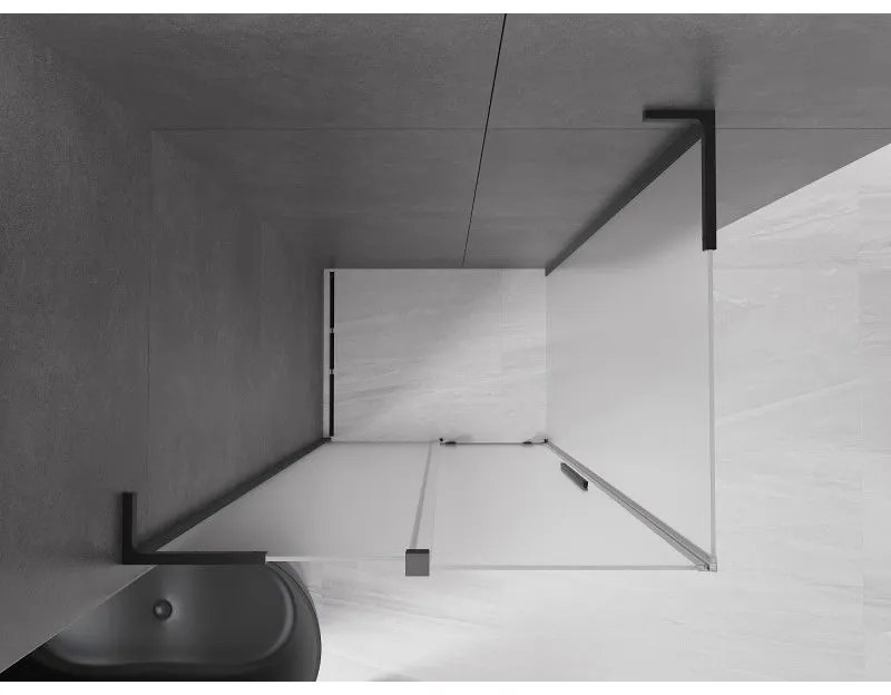 Mexen Velar L, sprchový kút s posuvnými dverami 100 x 80 cm, 8mm sklo námraza, čierna matná, 871-100-080-33-70