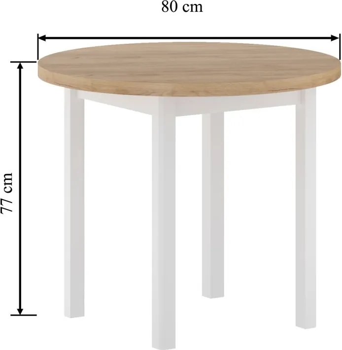 Vintino Jedálenský stôl NOVUS 80 cm – dub zlatý craft / čierna