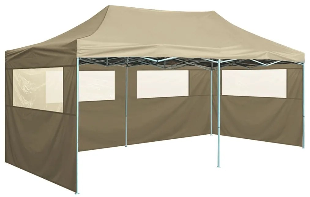 vidaXL Profesionálny skladací párty stan+4 steny 3x6 m, oceľ, krémový