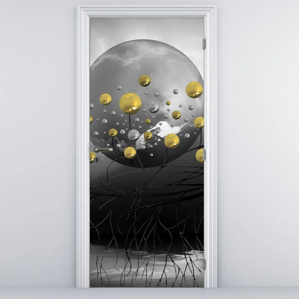 Fototapeta na dvere - Zlaté abstraktné gule (95x205cm)
