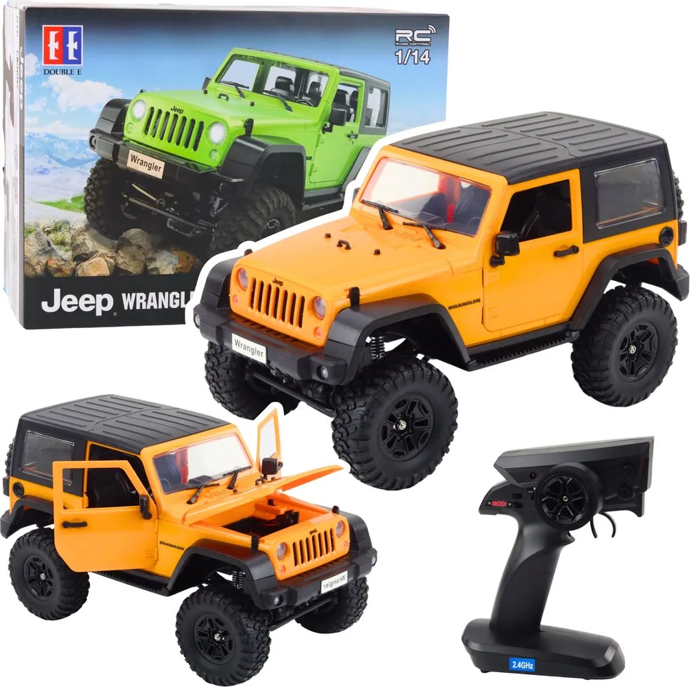Double E Diaľkovo ovládané terénne auto RC Jeep Wrangler Rock Crawler Orange 1:14