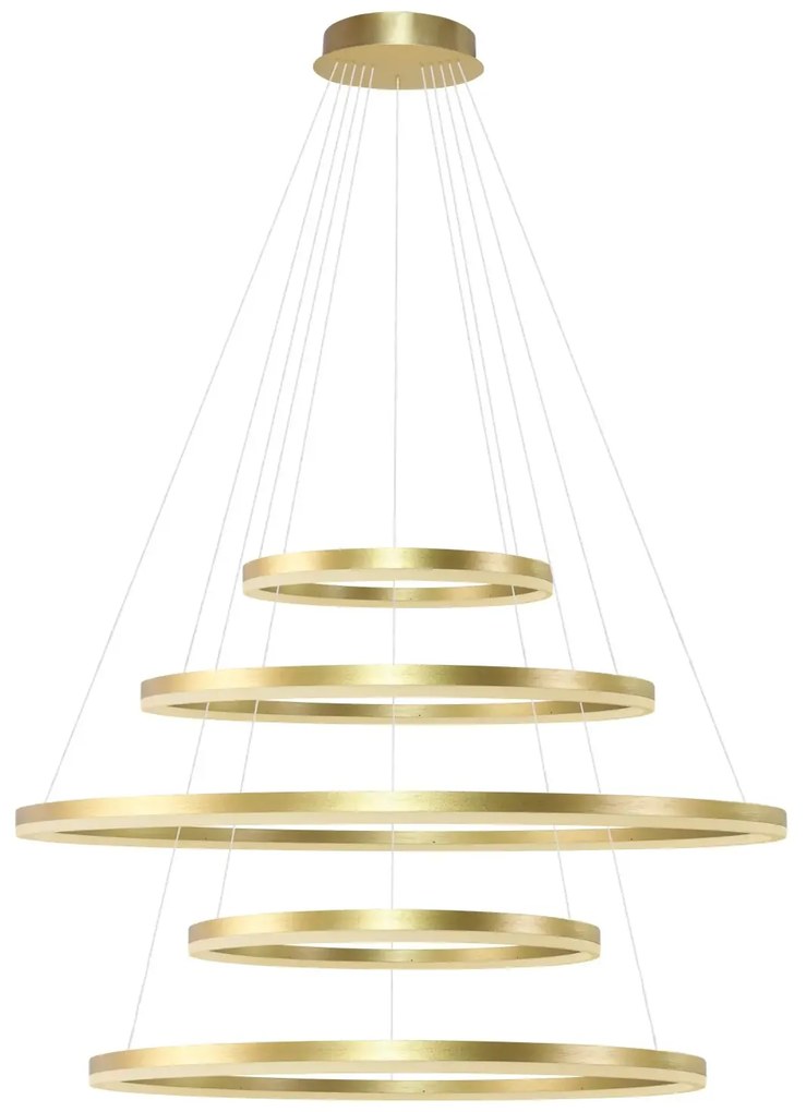 Moderný luster Halo Pendant 150+120+100+80+60 Cct zlatá s diaľkovým ovládaním