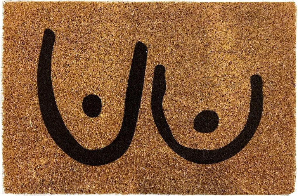 Artsy Mats, Rohožka Kokos Neslušná (prsia) - na von aj na doma, 40x60, oranžová, chodba / predsieň