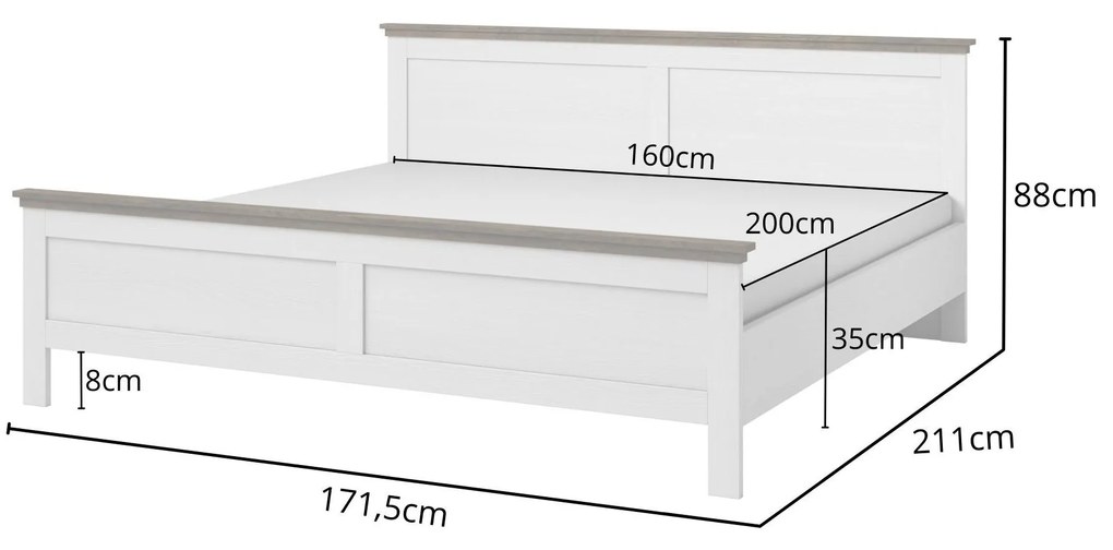 Manželská posteľ 140 cm Elvina S Typ 30 (biela + jaseň + dub lefkas). Akcia -19%. Vlastná spoľahlivá doprava až k Vám domov. 1108231