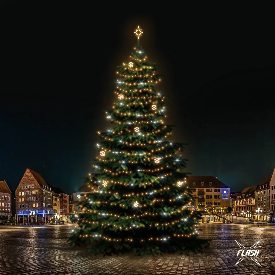 DECOLED LED světelná sada na vánoční stromy vysoké 21-23 m, teplá bílá s Flash, dekory DZX1EFD02W