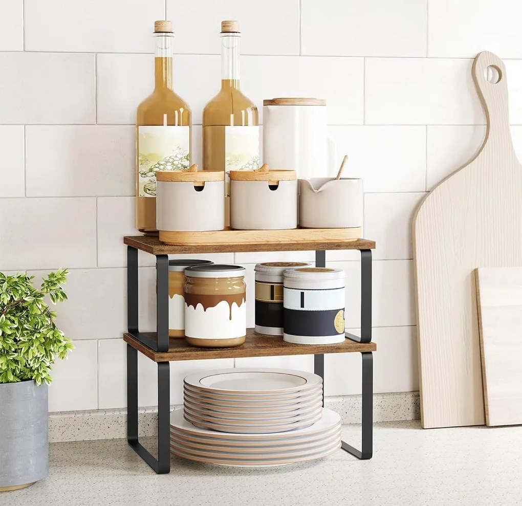 Sada 2 ks kuchynských políc GINGER čierna/starý dub