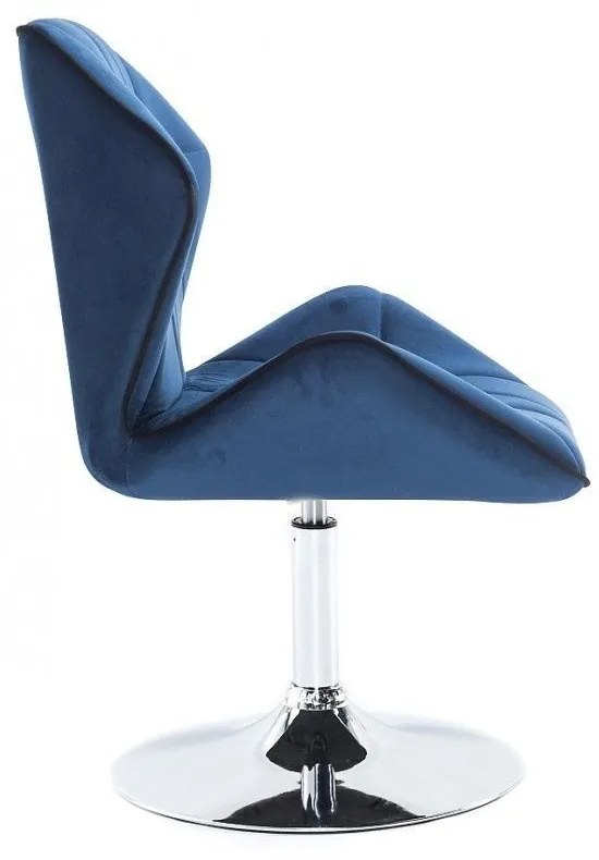 LuxuryForm DESIGN Stolička MILANO MAX VELUR na striebornom tanieri - modrá