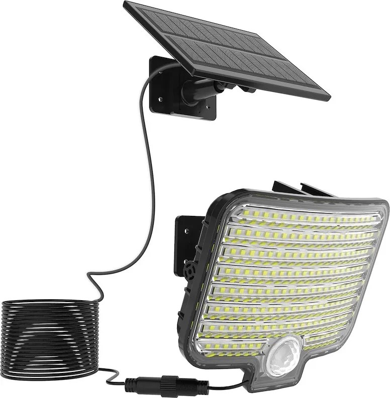 Exteriérové solárne nástenné LED svietidlo Alex, 1x LED 5,5w, čierna, pohybový senzor