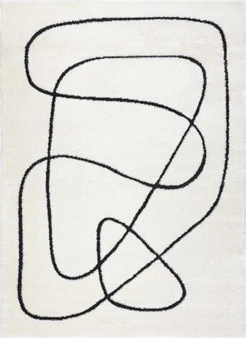 Dywany Łuszczów, Kusový koberec Mode 8377 abstract cream/black, 80x150, biela, chodba / predsieň