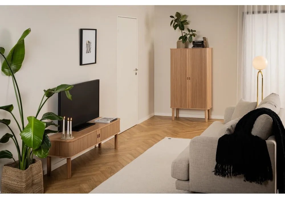 Skrinka v dekore duba s posuvnými dverami v prírodnej farbe 80x145 cm Langley – Actona