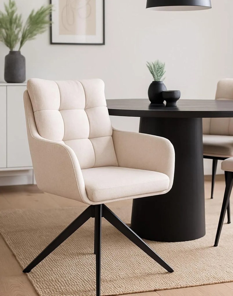 Otočná stolička s podrúčkami Fioro, béžová