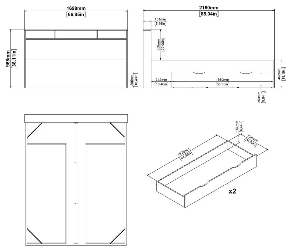 Dvojlôžková posteľ v dekore duba s úložným priestorom bez roštu 160x200 cm v prírodnej farbe Ikast – Tvilum