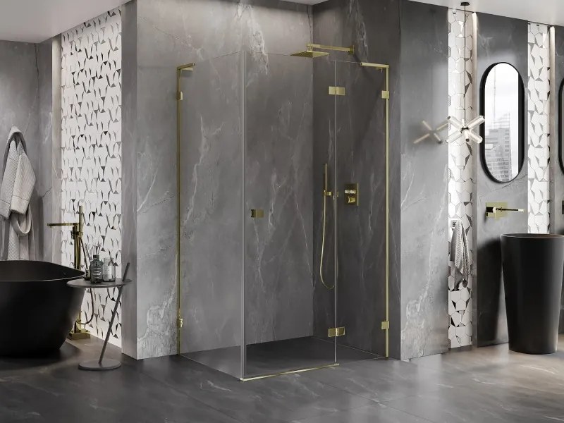 Mexen Lunar L, 1-krídlový sprchový kút, pravý, 95 x 80 cm, 8mm číre sklo, zlatý lesklý profil, 834L-095-080-50-00-P