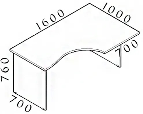 Ergonomický stôl Visio 160 x 100 cm, pravý, orech