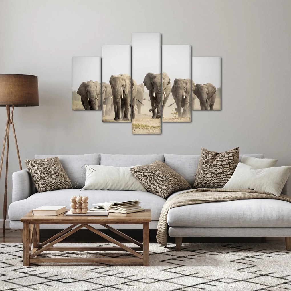 Obraz - Slonie stádo (150x105 cm)