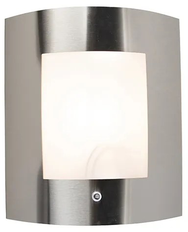 Vonkajšia nástenná lampa oceľ IP44 senzor súmraku - Emmerald