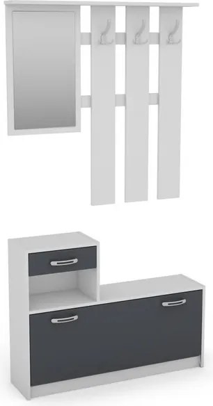 Predsieňová stena Astor, biela/grafit