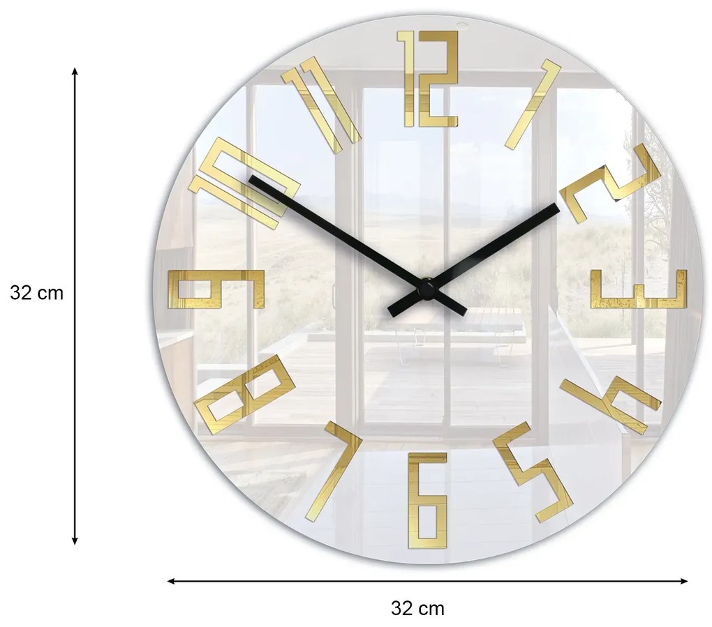 Nástenné hodiny Slim Gold biele