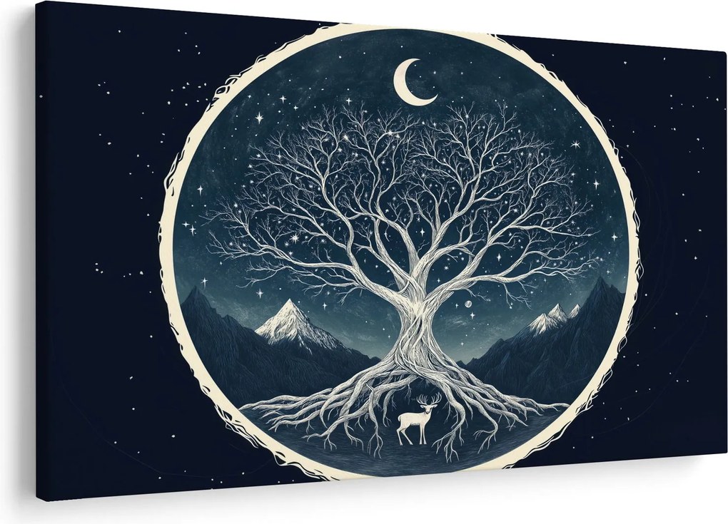 Obraz – Magický strom s jeleňom II. (90x60 cm)
