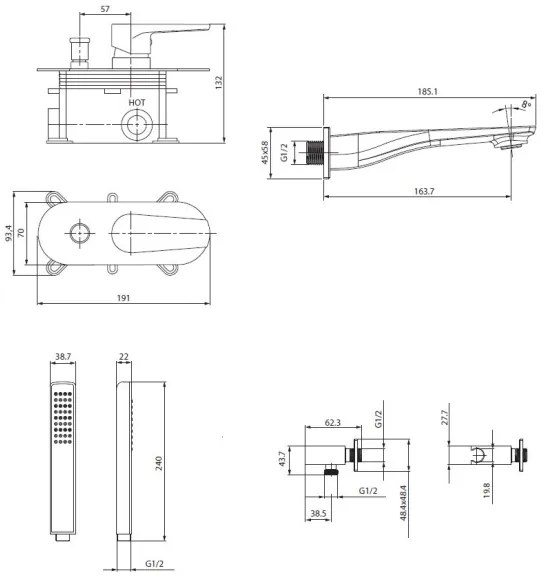 Cersanit S952-037 - Vanová sada s podomietkovou batériou MILLE chróm lesk