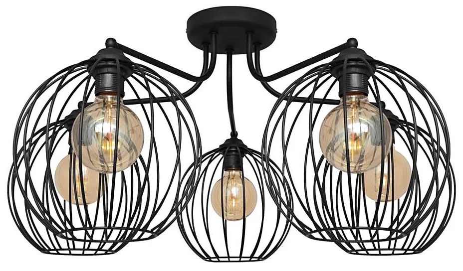 Luster prisadený MERCURE 5xE27/15W/230V čierna