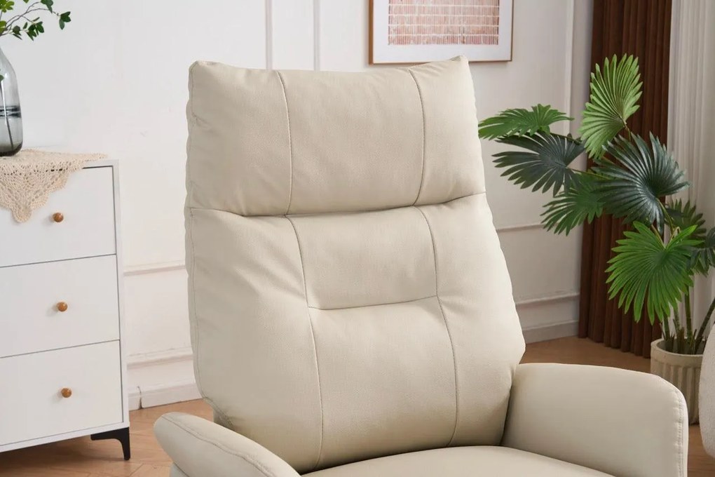VASHOME Elektrický relaxačný kreslo s nastaviteľným operadlom a podnožkou, s USB nabíjačkou, Béžová