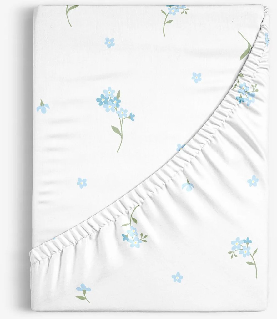 Goldea bavlnená napínacia plachta - nezábudky 80 x 200 cm