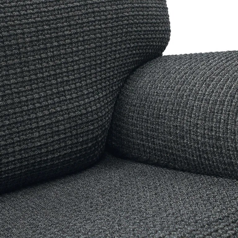 Super strečové poťahy RUBINIA antracitová kreslo ušiak (š. 70 - 95 cm)