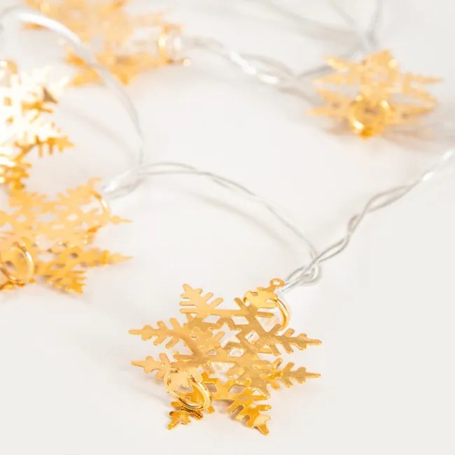 Dekoračné svetielka SNOFLOCK zlaté vločky 754388