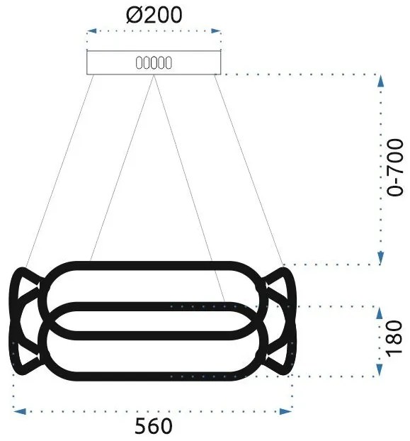 Toolight - LED závesné svietidlo + diaľkové ovládanie APP790-CP TRIO BLACK, čierna, OSW-07901