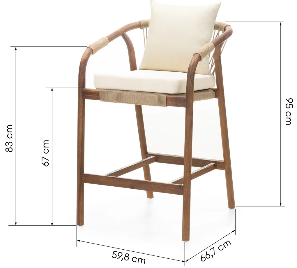 Zahradní barová židle Rovigo z masivu akáciové dřevo hnědá/béžová
