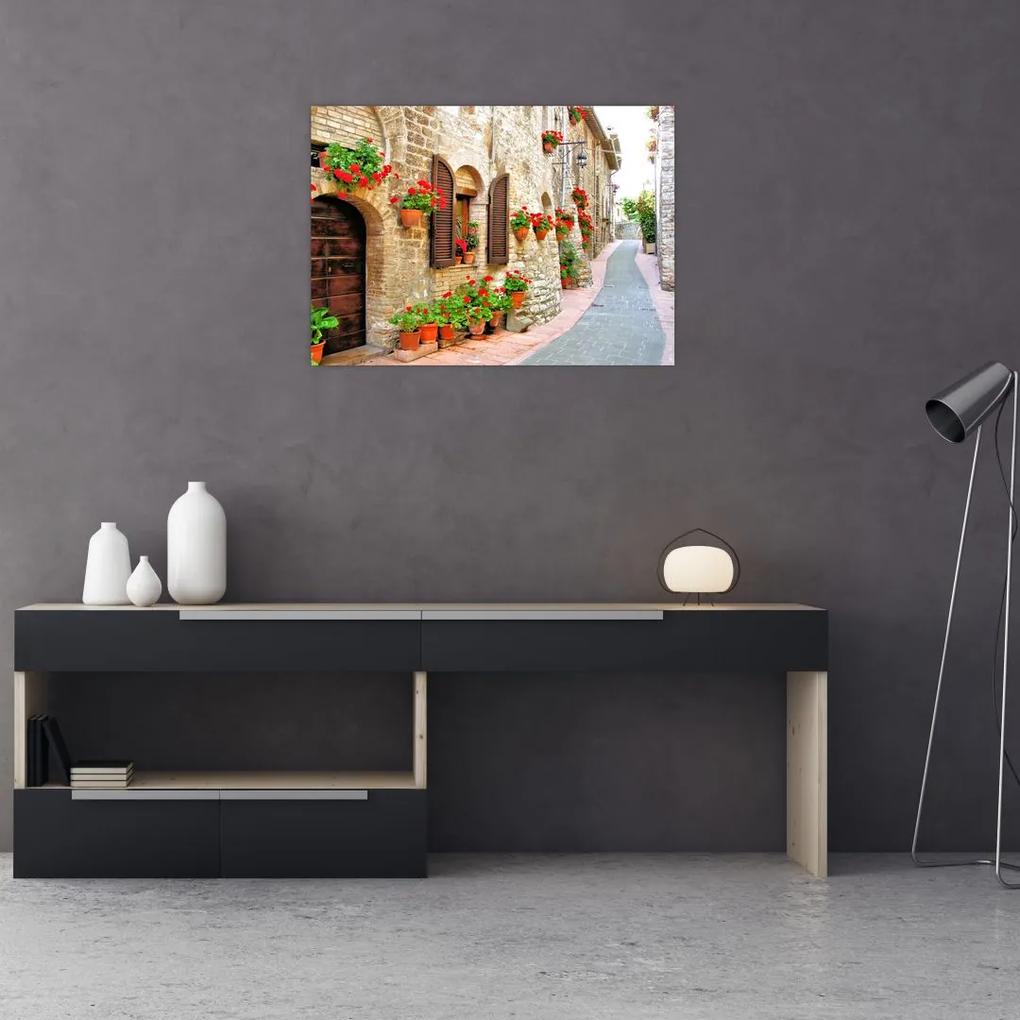 Sklenený obraz - Malebná Talianska ulička (70x50 cm)